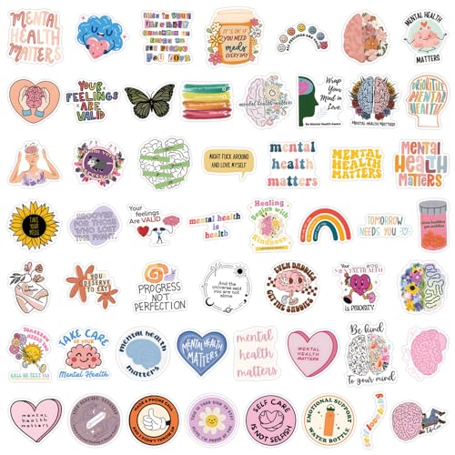 110pcs Mental Health Stickers Pack,Waterproof Vinyl Encourage Onself Decales for Teens Adults Teachers,Cartoon Stickers for Water Bottles Laptop Notebook DIY Art Craft - color: 110 - Mental Health