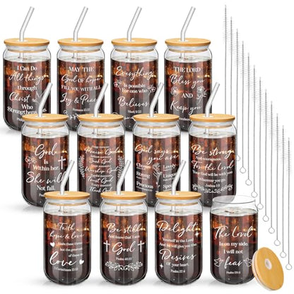 12 Pcs Christian Glass Cups Bulk Christian Gifts for Woman,Stylish - style: Stylish