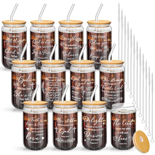 12 Pcs Christian Glass Cups Bulk Christian Gifts for Woman,Stylish - style: Stylish
