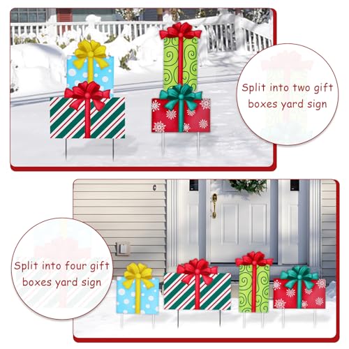 Christmas Yard Sign Decorations Outdoor Boxes Yard Signs with Metal Stakes for Xmas Holiday Party Lawn Sign Garden Decor Outdoor Yard Signs - style: Gift box