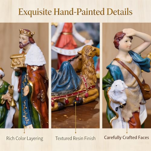 Nativity Set Christmas 12 Pcs Nativity Scene Catholic Manger Set Figurine - color: Multicolor, size: 8 inches