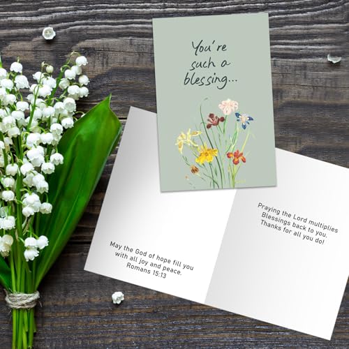 Motiskyy 100 Pack Religious Thank You Cards Bulk 4x6 Inch Christian Appreciation Card with Envelopes Stickers 10 Design Assortment with Scripture Blessings Inspirational Bible Verse(Watercolor)