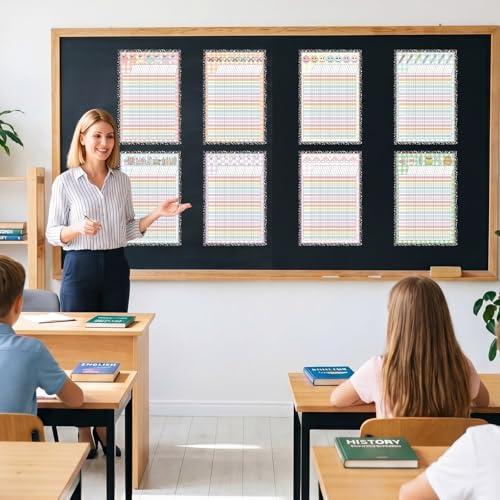 8 Pcs Pastel Gingham Incentive Chart for Classroom Management 11x16.5 Inch