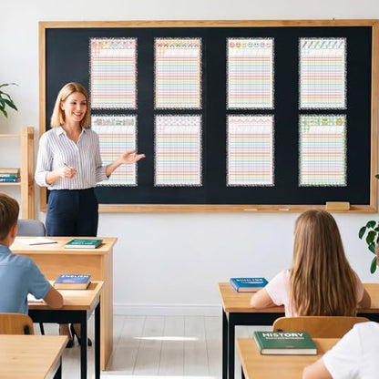 8 Pcs Pastel Gingham Incentive Chart for Classroom Management 11x16.5 Inch