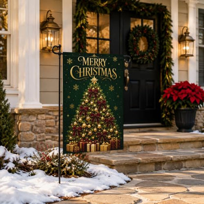 Louise Maelys Christmas Tree Garden Yard Flag 12x18 Inch Green - color: Multi-8