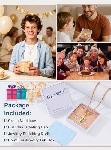 Birthday Gifts Cross Necklace for Boys 6-13 Years Old - color: Gold