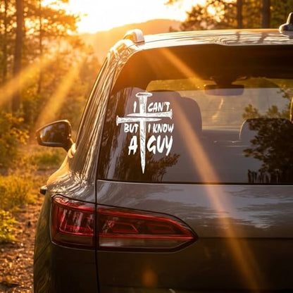 I Can't But I Know A Guy Christian Car Decal, Durable, White - color: White