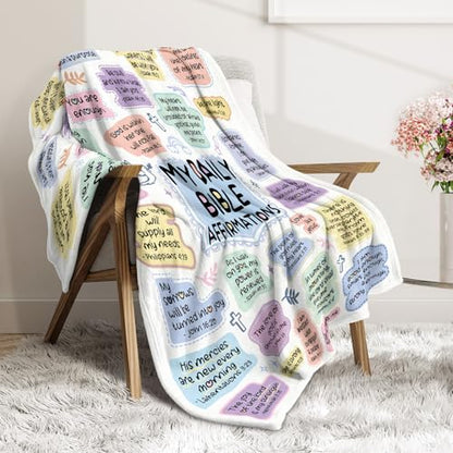 Baptism Gifts for Girls, My Daily Bible Affirmation Blanket, Baptism Confirmation & First Communion Gifts for Girls, Christian Religious Birthday Gifts for Women, Sister, Friend, Daughter 60"x50"
