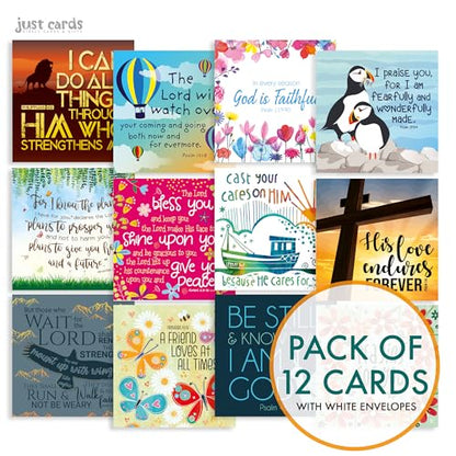 Christian Note Cards with Bible Verses, Set of 12, Blank with Envelopes - color: NT5