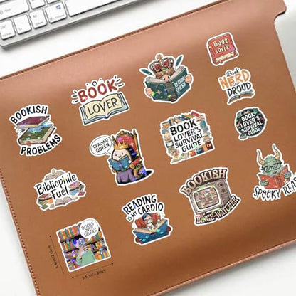 300+ PCS Book Stickers Pack for Kindle Water Bottle Laptop - Waterproof Vinyl Scrapbook Journaling Supplies Cute Bookish Stickers Gift Book Lovers Booktok Accessories (Book Stickers) - color: Book Stickers