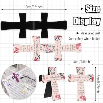 16Pcs Magnetic Bookmarks Christian, Magnetic Cross Bookmark Bible Page Markers Religious Bible Verses Bookmarks for Readers, Students, Teachers, Christian Gifts (B)