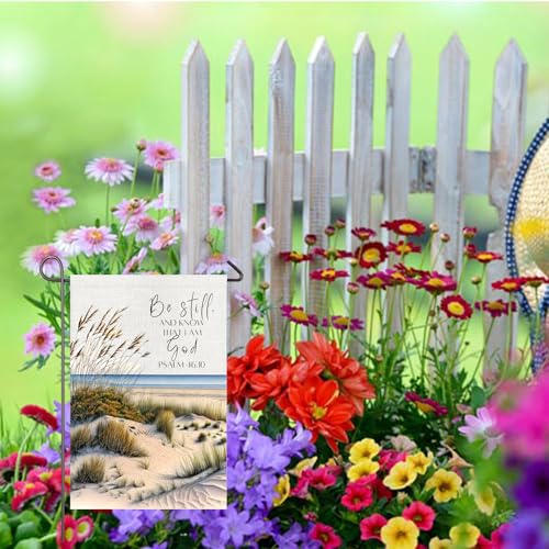 Christian Garden Flag 12x18 Inch Double Sided Be Still and Know Psalm 46:10 Scripture Bible Verse Religious Yard Flag Lawn Garden Porch Decor