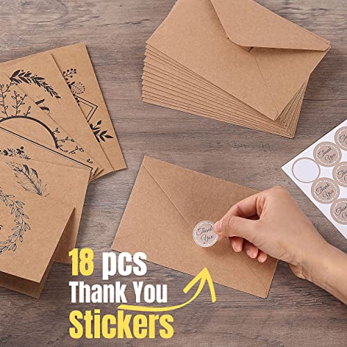 Mr. Pen- Thank You Cards with Envelopes, Brown Kraft Paper, 18 Pack, 4 x 6, Blank Inside, 6 Designs, Thank You Cards, Thank You Notes, Thank You Cards Bulk,Thank You Note Cards - color: Brown Kraft