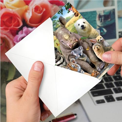 NobleWorks - Funny Get Well Greeting Card - Hilarious Feel Better Notecard with Envelope - Here's Looking At Zoo C6639AGWG-US - style: Here's Looking At Zoo