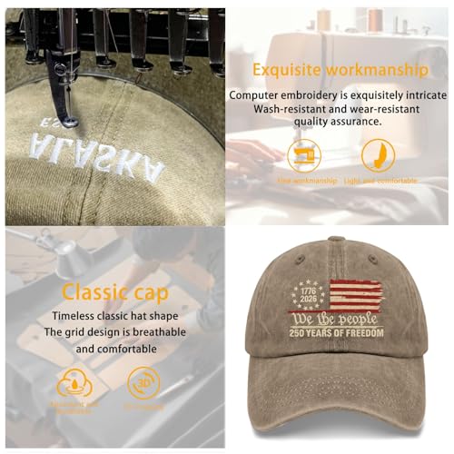 U.S. 250th Anniversary 250 Years Freedoms 1776-2026 Baseball Hats Funny - color: Pigment Khaki