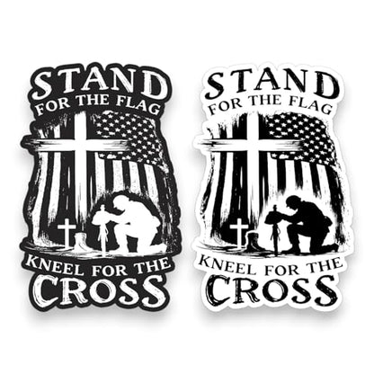(2PCS Black and White) Stand for The Flag Kneel for The Cross Sticker 5 inch, stickers for trucks, window stickers for trucks, religious car decals, Waterproof Vinyl Decals For Cars, Laptops, Tumblers