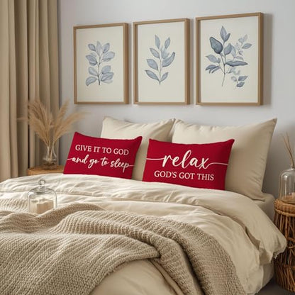 Red Christmas Pillow Covers 12x20 Inch Set of 2, Christian Decor - color: Red