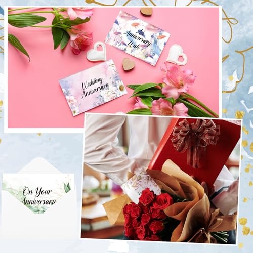 Motiskyy 48 Sets Religious Anniversary Cards Bulk for Wedding Couple Christian Happy Anniversary Cards with Envelopes and Stickers Bible Verse Scripture for Wife Celebrating Moment(Watercolor Flower) - style: Watercolor Flower