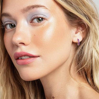 14K Gold Huggie Earrings for Women Silver Huggie Hoop Earrings Cubic Zirconia Huggie Earrings Stud Earrings Lightweight Dainty Hypoallergenic Earrings Jewelry Gifts - color: Silver Hot Pink CZ Huggies