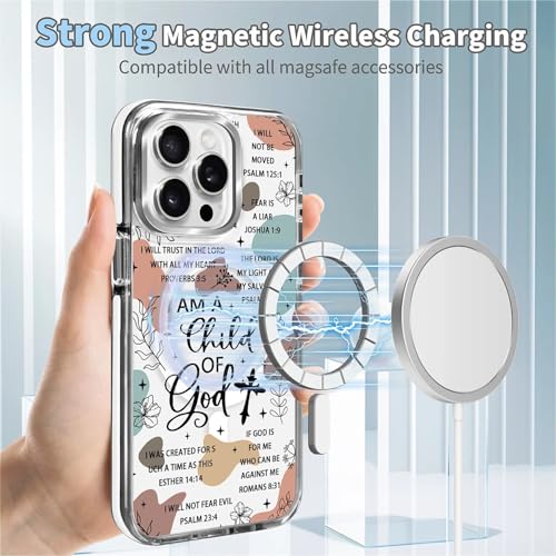 for iPhone 15 Pro Case [Compatible with Magsafe],Girls Women Clear Magnetic Case Silicone Shockproof Protective Cover with Pattern Bible Verses - color: Bible Verses, size: iPhone 15 Pro
