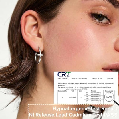 Senteria 3MM 925 Sterling Silver Post Cross Hoops Earrings Hypoallergenic - color: Silver-30MM