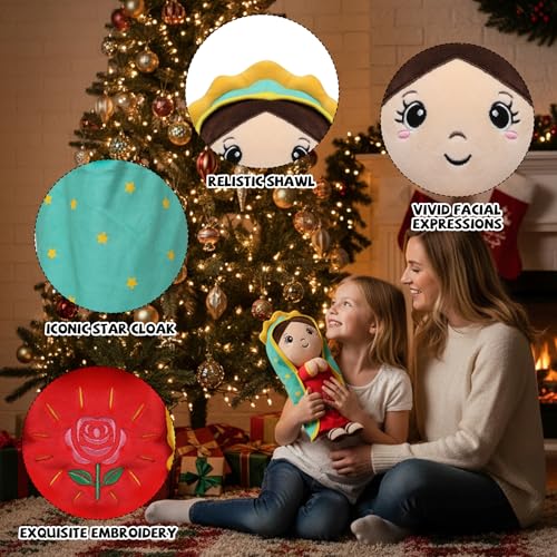 Lady of Guadalupe Doll Plush - Virgin Mary Stuffed Doll Catholic Baby Gifts Religious Toys Baptism Christian Sunday School Religious Gift for Baby Kids Adults Prayer 13 Inch - style: Doll