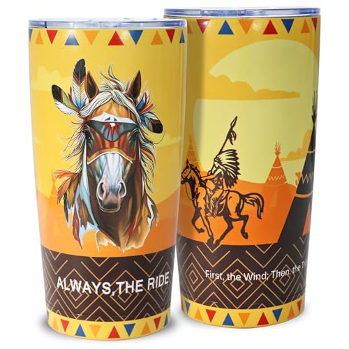 20oz Western Tumbler, Indian Tumblers, Native American Gift - color: Indian