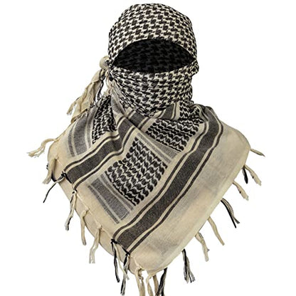 Aonal Military Shemagh Tactical Desert Scarf, Keffiyeh Scarf for Men - color: Khaki