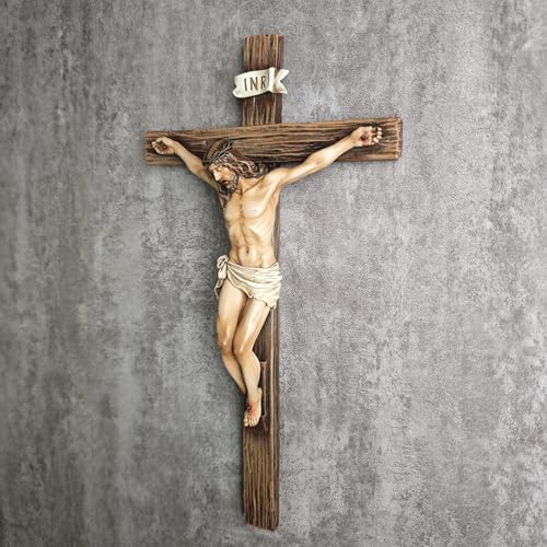 BC Catholic Crucifix Wall Cross, 10"H Jesus Wall Art - size: 10"L x 5.4"W
