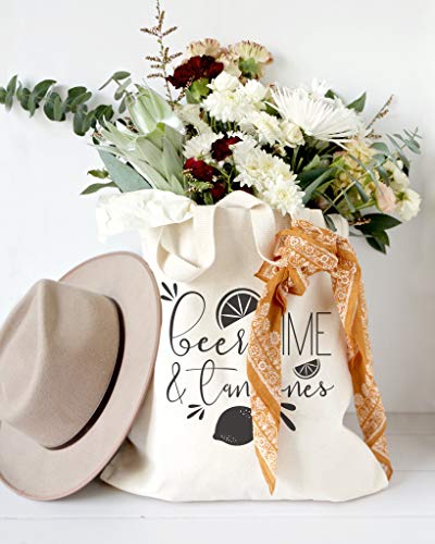 The Cotton & Canvas Co. Beach, Grocery, Farmers Market, Shopping and Travel Reusable Shoulder Tote and Handbag … - style: Beer, Lime and Tan Lines