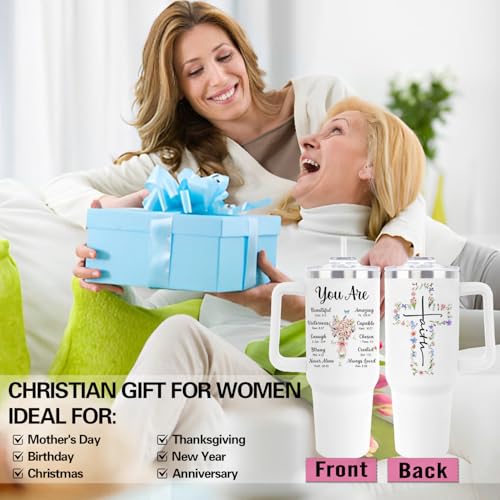 Christian Gifts for Women, Christian Tumblers 40Oz for Birthday Christmas, Religious Catholic Gifts for Women Mom Sister Daughter, Faith Inspirational Spiritual Biblical Bible Verse, Godly Coffee Cup - color: Christian