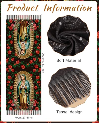 Virgen De Guadalupe Shawls for Women, Virgin Mary Blanket Scarf, Soft Scarf Wrap Prayer Shawl Catholic Gifts - color: Virgen De Guadalupe 260（with Gift Box）