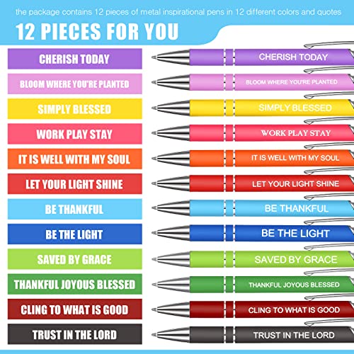 Zonon 12 Pcs Inspirational Pens, Motivational Ballpoint Pen Gifts for Women - color: Fresh Color, style: Bible Style
