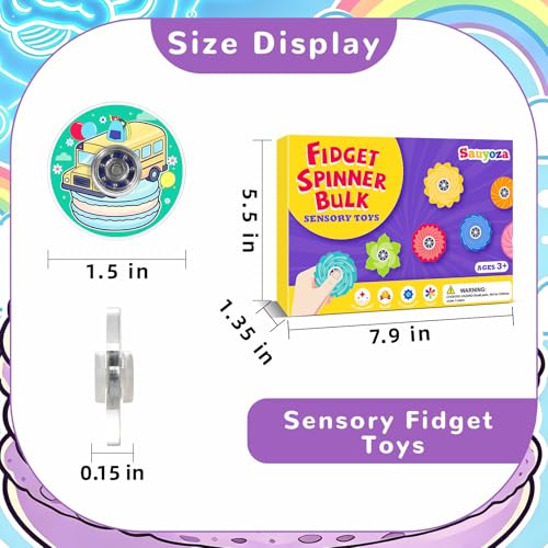 52 Pack Back to School Fidget Spinner Kids Bulk Fidgets Classroom Prizes - color: Tl-sa-3-cat