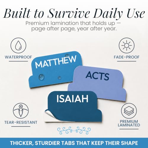 90 Christian Bible Tabs for Women, Men & Kids - Blue - color: Blue