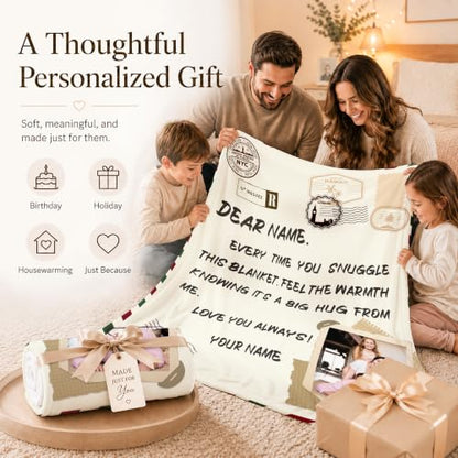 Gift for Mom Custom Image Blanket, Personalized Blankets Flannel Throws - color: Beige