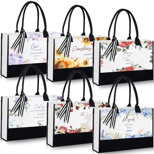 Huhumy 6 Pcs Bible Verse Tote Bags, Faith Canvas Bags Christian Gifts