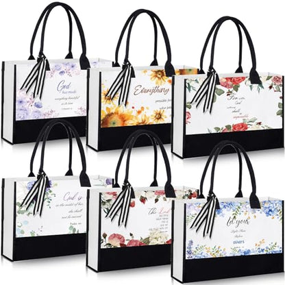 Huhumy 6 Pcs Bible Verse Tote Bags, Faith Canvas Bags Christian Gifts