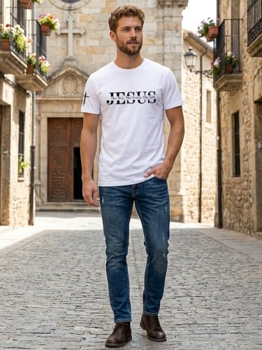 Christian Shirts for Men Jesus Faith Cross Tshirt Bible Verse Tee Tops - color: White-a, size: X-Large