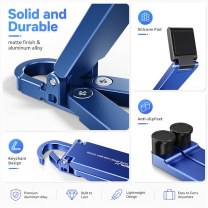 Portable Foldable Pocket Phone Stand with Keychain for Desk Travel(Blue) - color: Blue