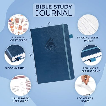 Clever Fox Bible Study Journal, Guide, Supplies for Women 7x10 Mystic Blue - color: Mystic Blue, size: Smaller than A4 (7" x 10")
