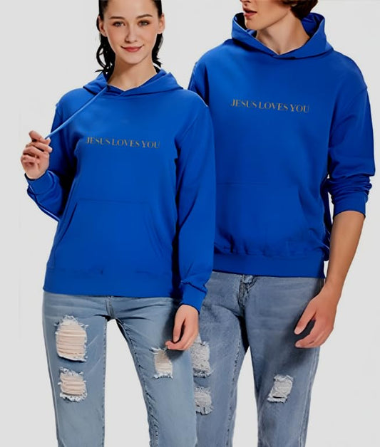 New Jesus Loves You Hoodie Christian Faith Over Fear Hoodie Faith Sweatshirt Christian Religious Sayings Sweater - color: Blue, size: 3X-Large
