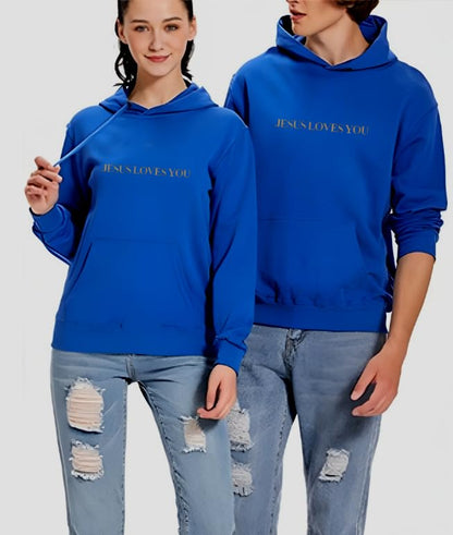New Jesus Loves You Hoodie Christian Faith Over Fear Hoodie Faith Sweatshirt Christian Religious Sayings Sweater - color: Blue, size: X-Large
