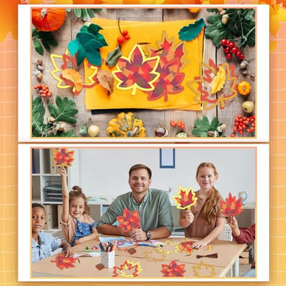 Chiisong 24 Sets Fall Maple Leaf Crafts DIY Fall Leaf Tissue Paper Kit - style: Maple