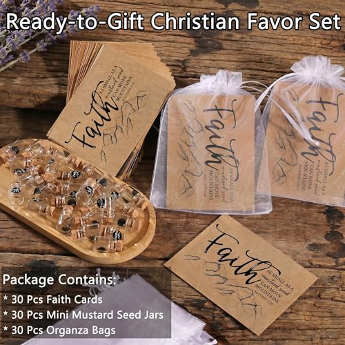 Christian Faith Favors bulk gifts - Mini Glass Bottle Keepsakes - color: Kraft-Heart-30Pcs