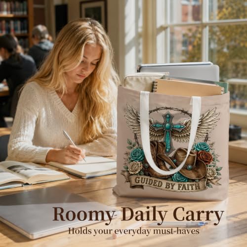 Western Cowgirl Canvas Tote Bag Cowgirl Gifts - color: Western Cowboy Theme 10