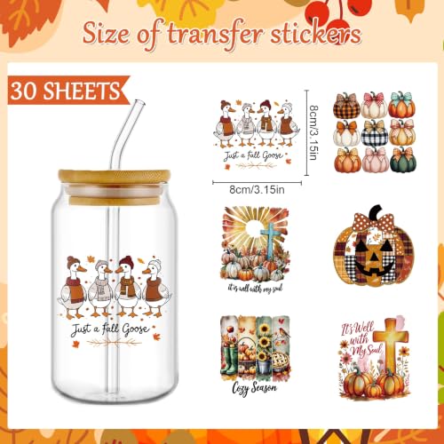 Rngmsi UV DTF Cup Wrap - 30 Sheets Fall Ghost UV DTF Stickers for Glass Mug - style: Fall Ghost