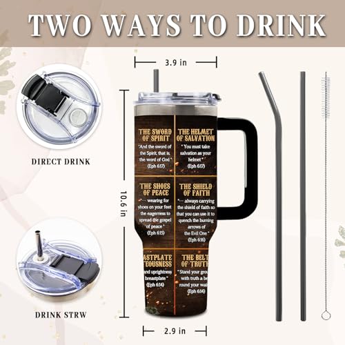 DUUV Armor of God Tumbler 40oz, Insulated Christian Cup Gift for Man Women - color: Armor Of God