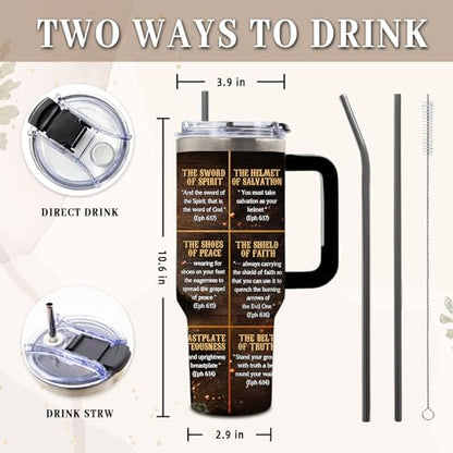 DUUV Armor of God Tumbler 40oz, Insulated Christian Cup Gift for Man Women - color: Armor Of God