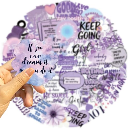 50PCS Transparent Purple Motivational Stickers, Positive Quote Stickers - style: Modern